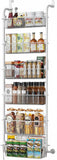 Towel Racks & Holders: CARLA HOME 6-Tier Over the Door Organizer Heavy-Duty Metal Pantry Rack with Hanging Baskets for Home Kitchen Storage & Bathroom Door Organization (White)