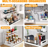 Tap & Sink Accessories: CARLA HOME 2 pack Under Sink Organiser with Sliding Drawers & 2 tier for Kitchen & Bathroom
