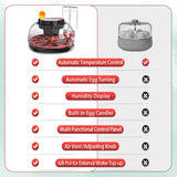 Humidifiers: CARLA HOME 12 Egg Incubator with Automatic Turning, LED Display, Humidity & Temperature Control, Auto Water System & Built-in Egg Candler for Chicken, Duck, Quail, Goose
