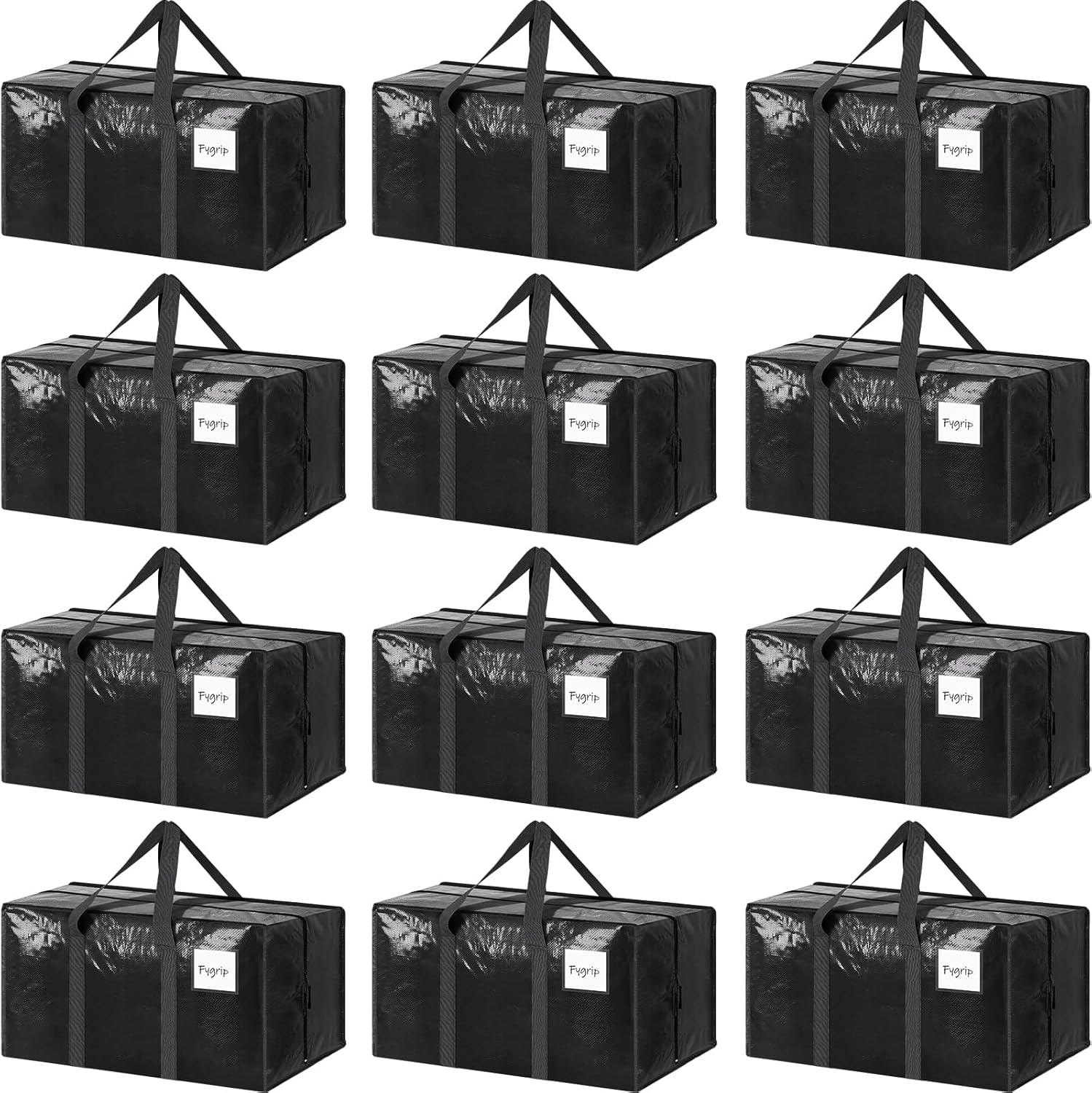 Duffel Bags: CARLA HOME 12-Pack Large Moving Storage Bags with Zippers & Handles with 95 Liters Capacity for Space Saving, Travel, Camping & Organization (Black)
