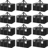Duffel Bags: CARLA HOME 12-Pack Large Moving Storage Bags with Zippers & Handles with 95 Liters Capacity for Space Saving, Travel, Camping & Organization (Black)