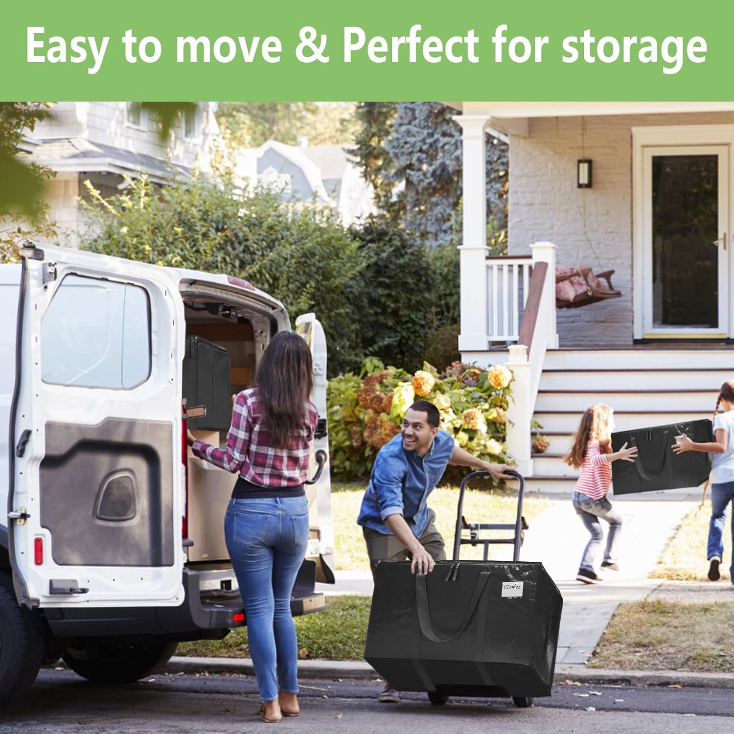 Duffel Bags: CARLA HOME 12-Pack Large Moving Storage Bags with Zippers & Handles with 95 Liters Capacity for Space Saving, Travel, Camping & Organization (Black)