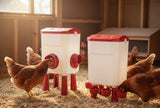Cat Bowls, Feeders & Waterers: CARLA HOME Automatic Chicken Feeder Waterer Set with 8KG Food 7L Water Capacity for Coop, Chickens, Ducks, Quails (Red)