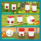 Cat Bowls, Feeders & Waterers: CARLA HOME Automatic Chicken Feeder Waterer Set with 8KG Food 7L Water Capacity for Coop, Chickens, Ducks, Quails (Red)