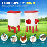 Cat Bowls, Feeders & Waterers: CARLA HOME Automatic Chicken Feeder Waterer Set with 8KG Food 7L Water Capacity for Coop, Chickens, Ducks, Quails (Red)