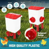Cat Bowls, Feeders & Waterers: CARLA HOME Automatic Chicken Feeder Waterer Set with 8KG Food 7L Water Capacity for Coop, Chickens, Ducks, Quails (Red)