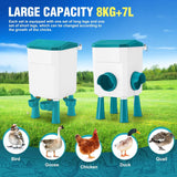 Cat Bowls, Feeders & Waterers: CARLA HOME Automatic Chicken Feeder Waterer Set with 8KG Food 7L Water Capacity for Coop, Chickens, Ducks, Quails (Blue)