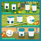 Cat Bowls, Feeders & Waterers: CARLA HOME Automatic Chicken Feeder Waterer Set with 8KG Food 7L Water Capacity for Coop, Chickens, Ducks, Quails (Blue)