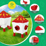 Water Dispensers: CARLA HOME Chicken Feeder Waterer Set, Automatic Gravity Dispenser with 8KG Food & 8L Water Capacity, 4 Ports & Cups, Clean Poultry Feeding for Coop, Duck, Quail, Hen