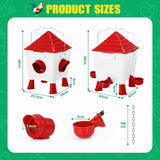 Water Dispensers: CARLA HOME Chicken Feeder Waterer Set, Automatic Gravity Dispenser with 8KG Food & 8L Water Capacity, 4 Ports & Cups, Clean Poultry Feeding for Coop, Duck, Quail, Hen