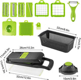 Pots, Planters & Accessories: CARLA HOME Multifunctional Mandoline Vegetable Chopper 16-in-1 with Stainless Steel Blades, Storage Container & Hand Guard for Fruits & Veggies