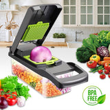 Pots, Planters & Accessories: CARLA HOME Multifunctional Mandoline Vegetable Chopper 16-in-1 with Stainless Steel Blades, Storage Container & Hand Guard for Fruits & Veggies