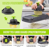 Pots, Planters & Accessories: CARLA HOME Multifunctional Mandoline Vegetable Chopper 16-in-1 with Stainless Steel Blades, Storage Container & Hand Guard for Fruits & Veggies