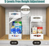 Bathroom Cabinets, Cupboards & Storage: CARLA HOME 2 Pack Under Sink Organizer Pull Out Sliding Cabinet Storage Shelf with Height Adjustable for Kitchen, Bathroom or Laundry Room (White)