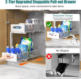 Bathroom Cabinets, Cupboards & Storage: CARLA HOME 2 Pack Under Sink Organizer Pull Out Sliding Cabinet Storage Shelf with Height Adjustable for Kitchen, Bathroom or Laundry Room (White)