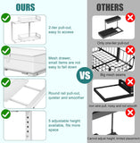 Bathroom Cabinets, Cupboards & Storage: CARLA HOME 2 Pack Under Sink Organizer Pull Out Sliding Cabinet Storage Shelf with Height Adjustable for Kitchen, Bathroom or Laundry Room (White)