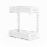 Bathroom Cabinets, Cupboards & Storage: CARLA HOME 2 Pack Under Sink Organizer Pull Out Sliding Cabinet Storage Shelf with Height Adjustable for Kitchen, Bathroom or Laundry Room (White)