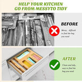 Storage Cabinets: CARLA HOME 6-in-1 Bamboo Kitchen Drawer Organizer with Ziplock Bag Storage, Wrap Dispenser, Cutter for Gallon, Quart, Sandwich, Snack, Foil & Plastic Wrap