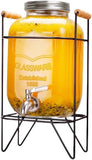 Tape & Dispensers: CARLA HOME 5L Glass Drink Dispenser with Metal Stand, Wide Mouth Beverage Jar & Stainless Steel Tap for Lemonade, Iced Tea, Water & Fruit-Infused Drinks