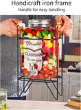 Tape & Dispensers: CARLA HOME 5L Glass Drink Dispenser with Metal Stand, Wide Mouth Beverage Jar & Stainless Steel Tap for Lemonade, Iced Tea, Water & Fruit-Infused Drinks