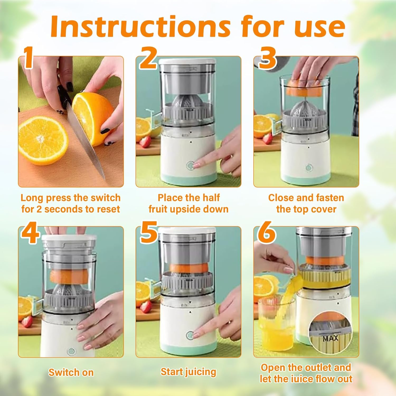 USB Flash Drives: CARLA HOME Hands-Free Citrus Juicer with USB Rechargeable Electric Fruit Squeezer