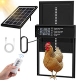Coop & Hutch Accessories: CARLA HOME Automatic Chicken Coop Door Solar Powered with 4 Mode Timer & Light Sensor, Anti-Pinch & USB Charging Port