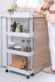 Utility Trolleys: CARLA HOME Slim Storage Cart Organizer Trolley with Wheels for Kitchen, Bathroom, Laundry & Narrow Spaces (4 tier)