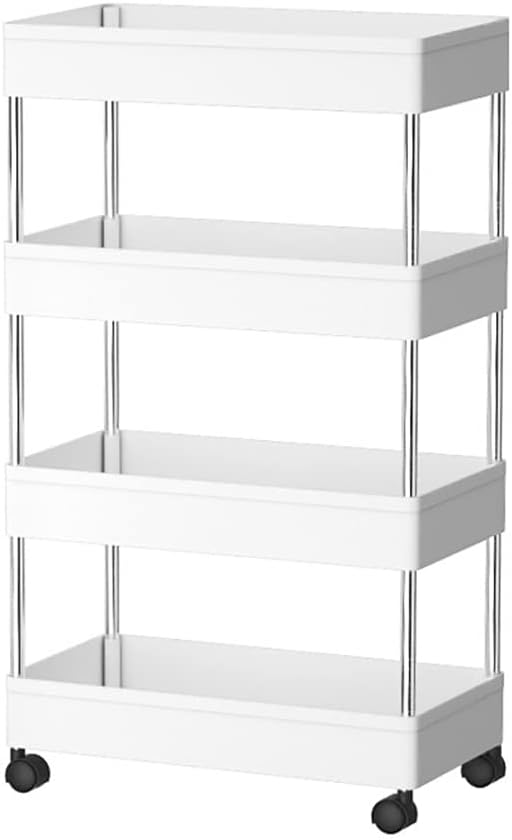 Utility Trolleys: CARLA HOME Slim Storage Cart Organizer Trolley with Wheels for Kitchen, Bathroom, Laundry & Narrow Spaces (4 tier)