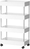 Utility Trolleys: CARLA HOME Slim Storage Cart Organizer Trolley with Wheels for Kitchen, Bathroom, Laundry & Narrow Spaces (4 tier)