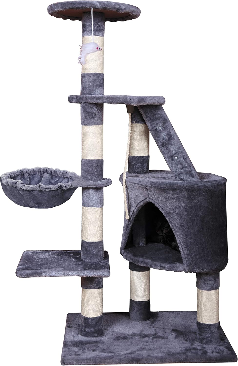 Artificial Trees: CARLA HOME 120cm Cat Tree for Indoor Cats with Condo, Hammock & Plush Perchfor for Kittens & Adult Cats