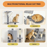 Cat Scratching Posts: CARLA HOME 134cm Cat Tree for Indoor Cats with Hammock, Plush Perch & Sisal Scratching Posts for Kittens & Adult Cats (Light Grey)