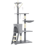 Cat Scratching Posts: CARLA HOME 134cm Cat Tree for Indoor Cats with Hammock, Plush Perch & Sisal Scratching Posts for Kittens & Adult Cats (Light Grey)