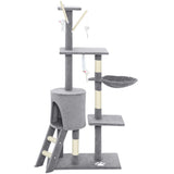 Cat Scratching Posts: CARLA HOME 134cm Cat Tree for Indoor Cats with Hammock, Plush Perch & Sisal Scratching Posts for Kittens & Adult Cats (Light Grey)