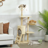 Cat Scratching Posts: CARLA HOME 134cm Cat Tree for Indoor Cats with Hammock, Plush Perch & Sisal Scratching Posts for Kittens & Adult Cats (Beige)