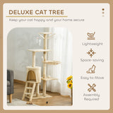 Cat Scratching Posts: CARLA HOME 134cm Cat Tree for Indoor Cats with Hammock, Plush Perch & Sisal Scratching Posts for Kittens & Adult Cats (Beige)