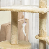 Cat Scratching Posts: CARLA HOME 134cm Cat Tree for Indoor Cats with Hammock, Plush Perch & Sisal Scratching Posts for Kittens & Adult Cats (Beige)
