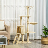 Cat Scratching Posts: CARLA HOME 134cm Cat Tree for Indoor Cats with Hammock, Plush Perch & Sisal Scratching Posts for Kittens & Adult Cats (Beige)