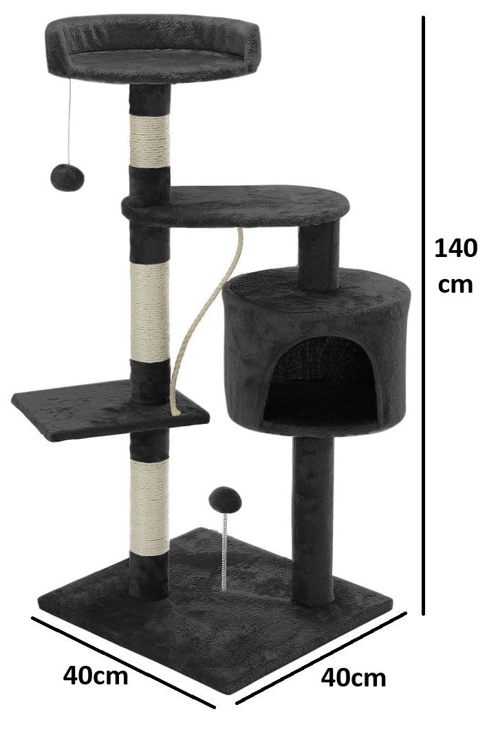 Cat Scratching Posts: CARLA HOME 140cm Cat Tree for Indoor Cats with Plush Perch, Sisal Scratching Posts & Condo for Kittens & Adult Cats (Dark Grey)