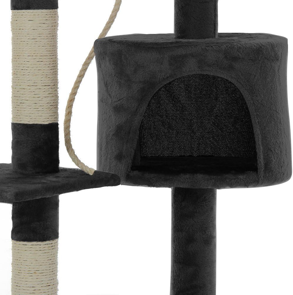 Cat Scratching Posts: CARLA HOME 140cm Cat Tree for Indoor Cats with Plush Perch, Sisal Scratching Posts & Condo for Kittens & Adult Cats (Dark Grey)