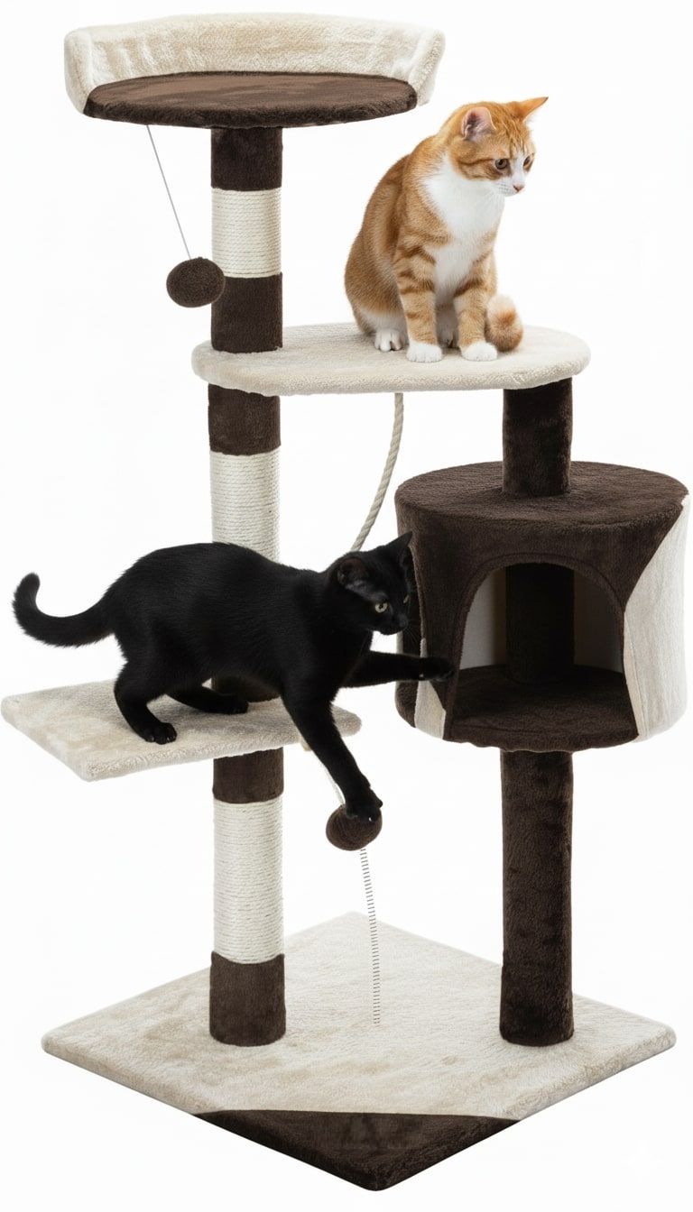 Cat Scratching Posts: CARLA HOME 140cm Cat Tree for Indoor Cats with Plush Perch, Sisal Scratching Posts & Condo for Kittens & Adult Cats (Beige)