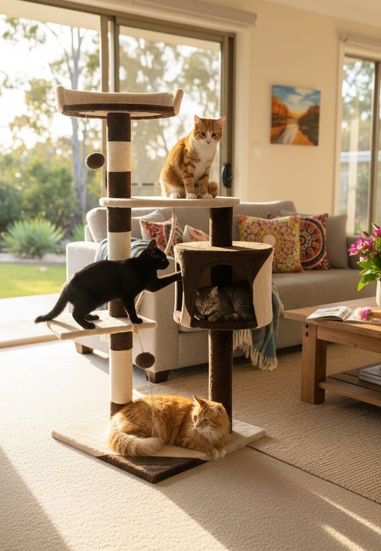 Cat Scratching Posts: CARLA HOME 140cm Cat Tree for Indoor Cats with Plush Perch, Sisal Scratching Posts & Condo for Kittens & Adult Cats (Beige)