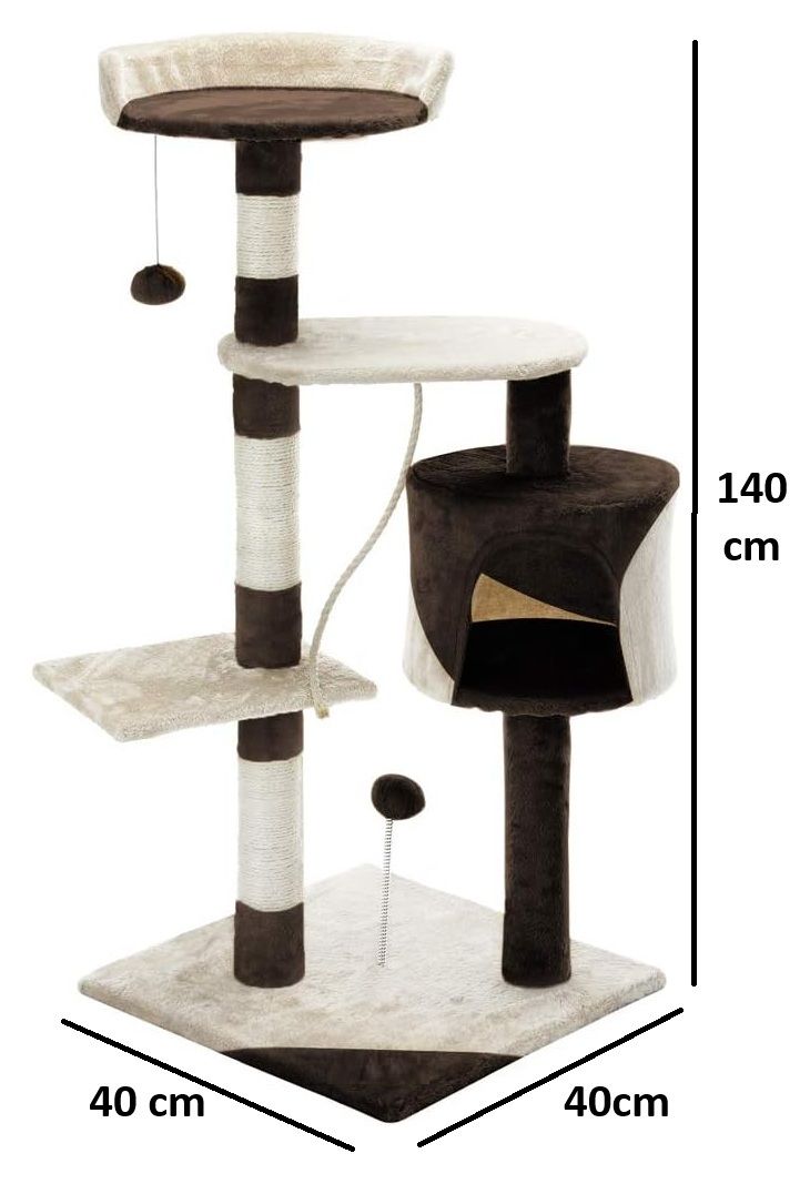 Cat Scratching Posts: CARLA HOME 140cm Cat Tree for Indoor Cats with Plush Perch, Sisal Scratching Posts & Condo for Kittens & Adult Cats (Beige)
