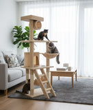 Cat Scratching Posts: CARLA HOME 141cm Cat Tree Tower for Indoor Cats with Plush Perch, Ladder, Sisal Scratching Posts, Hammock & Condo for Kittens & Adult Cats (Beige)