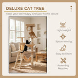 Cat Scratching Posts: CARLA HOME 141cm Cat Tree Tower for Indoor Cats with Plush Perch, Ladder, Sisal Scratching Posts, Hammock & Condo for Kittens & Adult Cats (Beige)