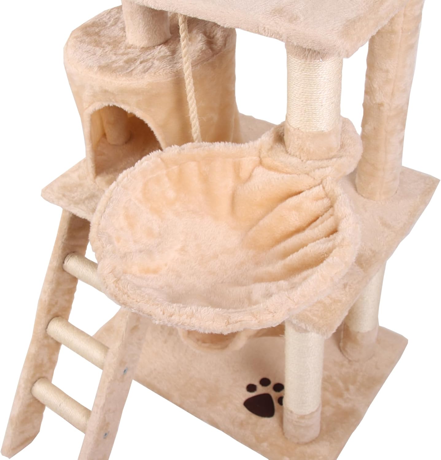 Cat Scratching Posts: CARLA HOME 141cm Cat Tree Tower for Indoor Cats with Plush Perch, Ladder, Sisal Scratching Posts, Hammock & Condo for Kittens & Adult Cats (Beige)