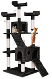 Artificial Trees: CARLA HOME 180cm Cat Tree Tower for Indoor Cats with Dual Condos, Plush Perches, Sisal Scratching Posts & Ramps for Kittens & Adult Cats (Black)