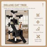 Artificial Trees: CARLA HOME 180cm Cat Tree Tower for Indoor Cats with Dual Condos, Plush Perches, Sisal Scratching Posts & Ramps for Kittens & Adult Cats (Black)