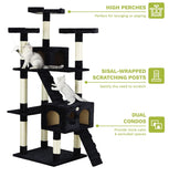 Artificial Trees: CARLA HOME 180cm Cat Tree Tower for Indoor Cats with Dual Condos, Plush Perches, Sisal Scratching Posts & Ramps for Kittens & Adult Cats (Black)