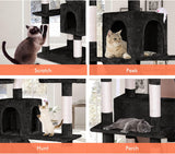 Artificial Trees: CARLA HOME 180cm Cat Tree Tower for Indoor Cats with Dual Condos, Plush Perches, Sisal Scratching Posts & Ramps for Kittens & Adult Cats (Black)