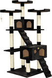 Artificial Trees: CARLA HOME 180cm Cat Tree Tower for Indoor Cats with Dual Condos, Plush Perches, Sisal Scratching Posts & Ramps for Kittens & Adult Cats (Black)